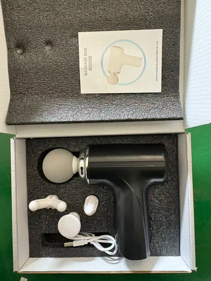 Portable Massage Gun with 4 Interchangeable Heads & LED Display - Full Body Percussion Massager for Deep Muscle Relaxation