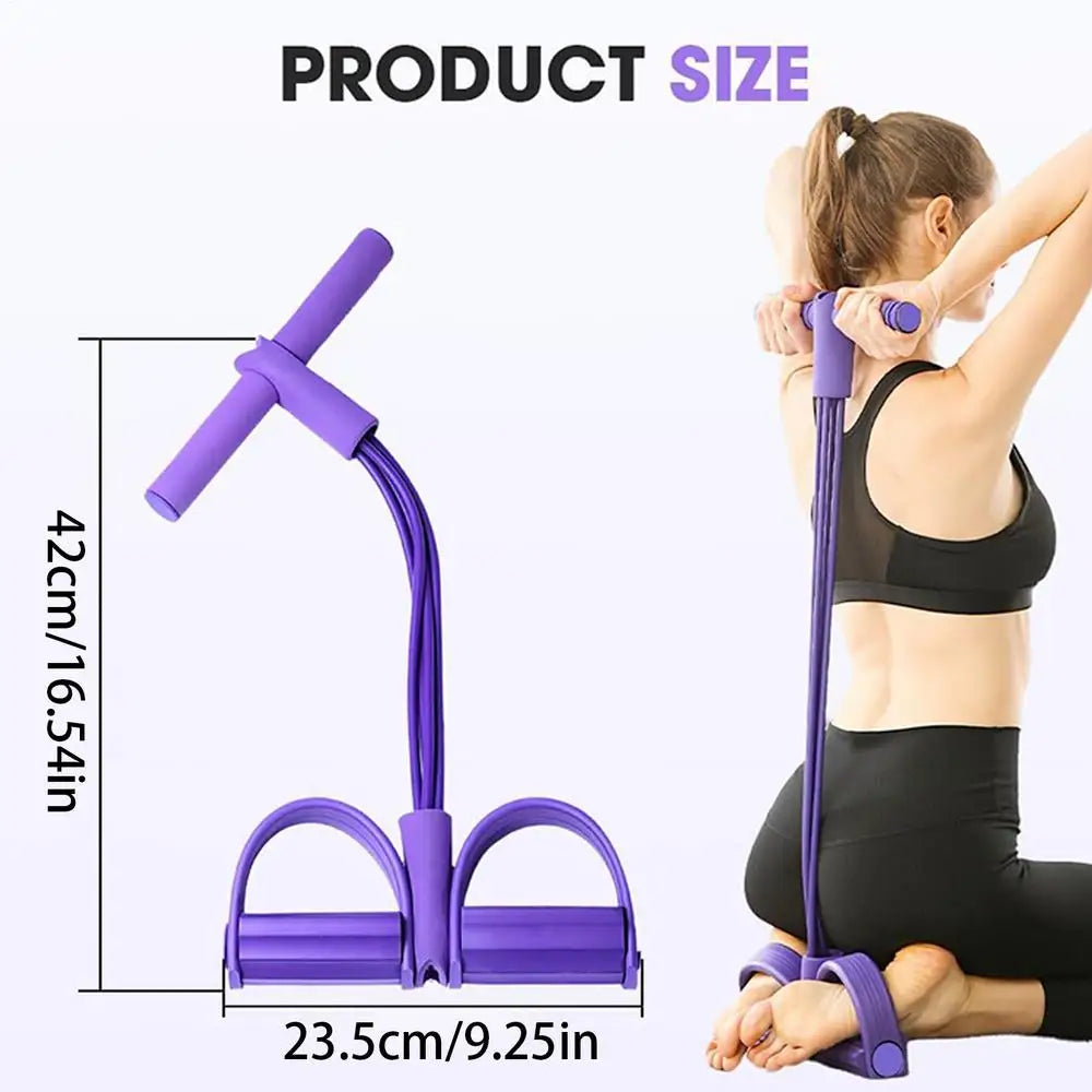 4-Tube Pedal Tensioner Multi-Functional Household Fitness Equipment Yoga Abdominal Strengthening Elastic Band Tension Rope