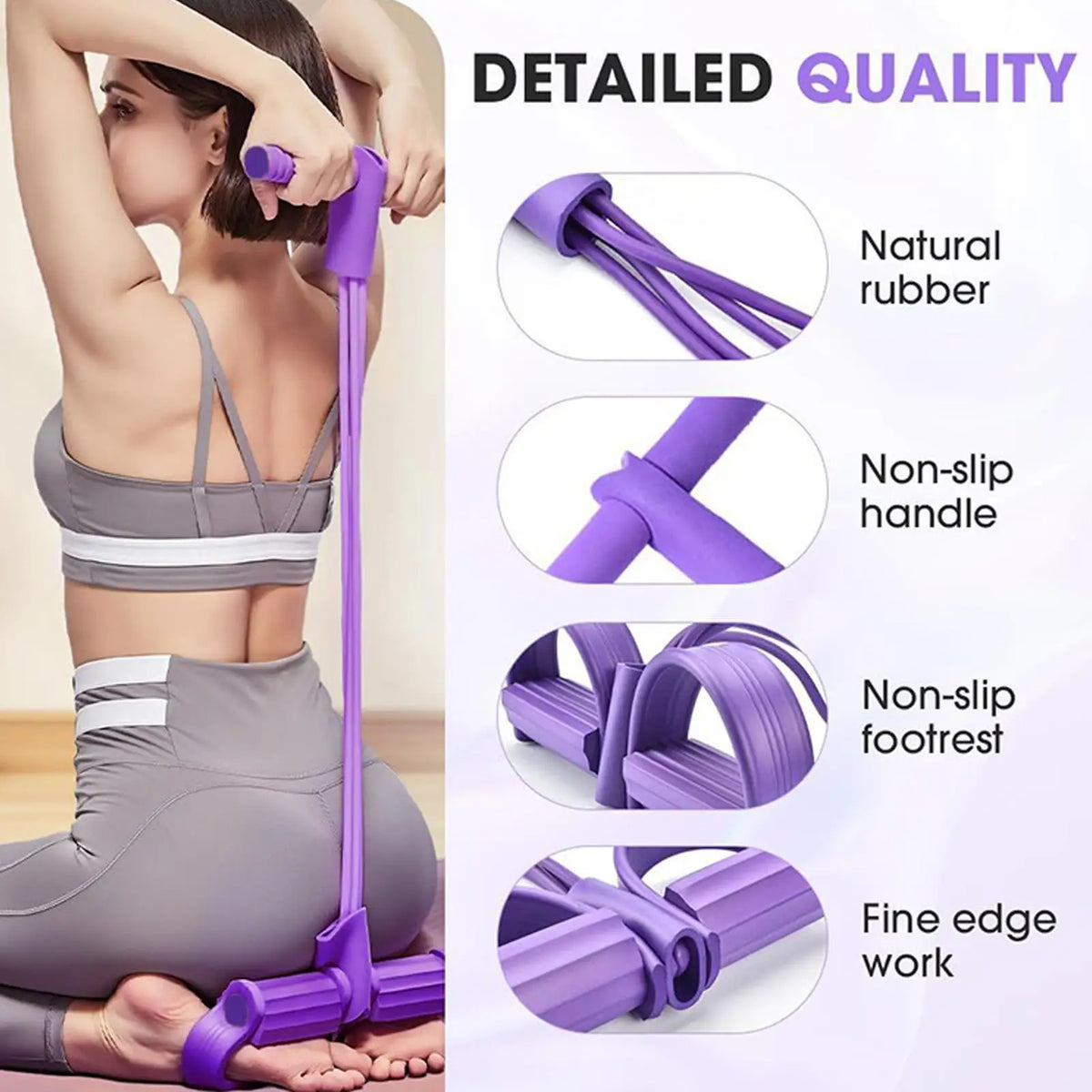 4-Tube Pedal Tensioner Multi-Functional Household Fitness Equipment Yoga Abdominal Strengthening Elastic Band Tension Rope