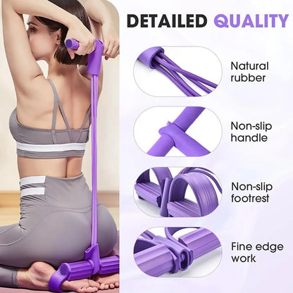 4-Tube Pedal Tensioner Multi-Functional Household Fitness Equipment Yoga Abdominal Strengthening Elastic Band Tension Rope