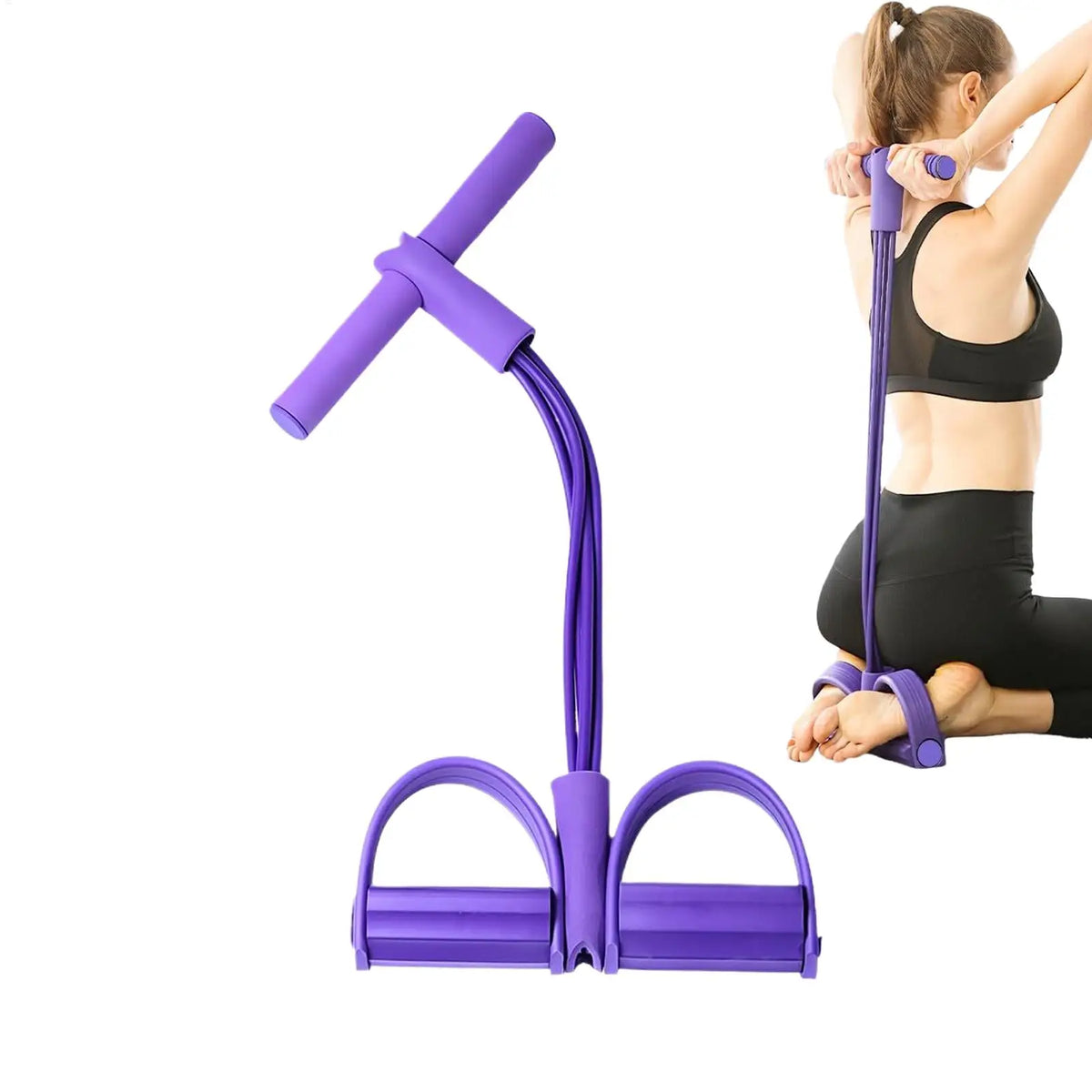 4-Tube Pedal Tensioner Multi-Functional Household Fitness Equipment Yoga Abdominal Strengthening Elastic Band Tension Rope